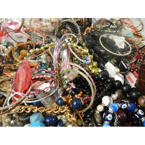 623 - A very large collection of unsorted costume jewellery.(crate not included)