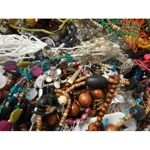 627 - A very large collection of unsorted costume jewellery (crate not included)