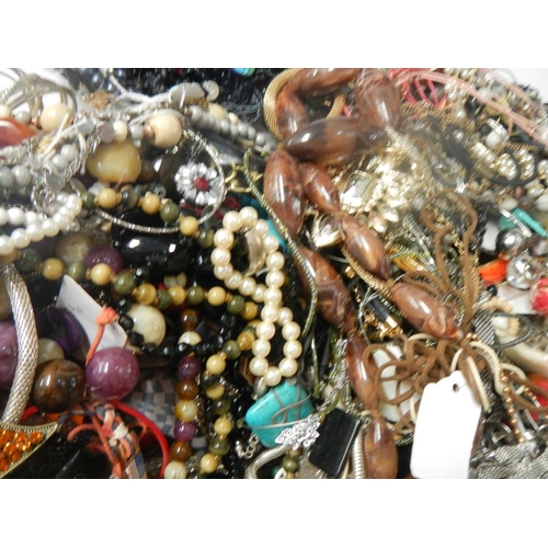 627 - A very large collection of unsorted costume jewellery (crate not included)