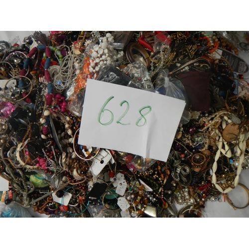 628 - A very large collection of unsorted costume jewellery (crate not included)