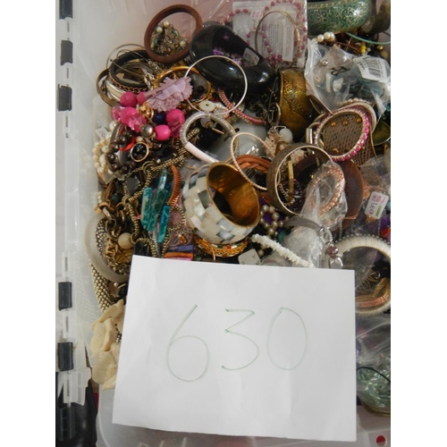 630 - A very large collection of unsorted costume jewellery (crate not included)