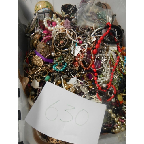 630 - A very large collection of unsorted costume jewellery (crate not included)