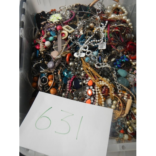 631 - A very large collection of unsorted costume jewellery  (crate not included)