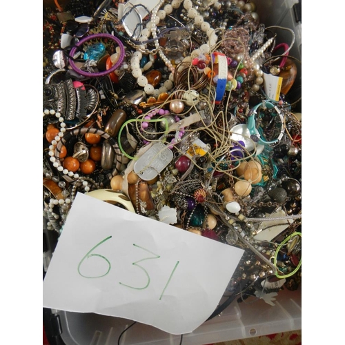 631 - A very large collection of unsorted costume jewellery  (crate not included)