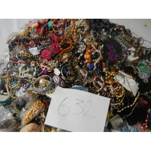 632 - A very large collection of unsorted costume jewellery (crate not included)