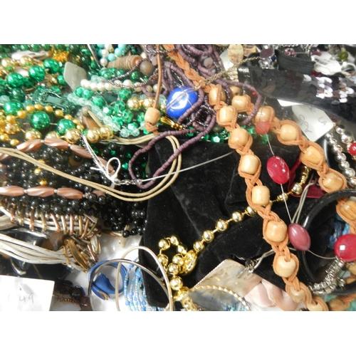 632 - A very large collection of unsorted costume jewellery (crate not included)