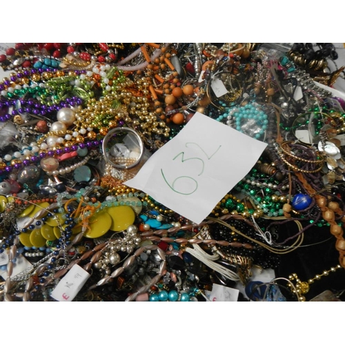 632 - A very large collection of unsorted costume jewellery (crate not included)