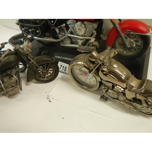 715 - 4 good model motor cycles including Harley Davidson.