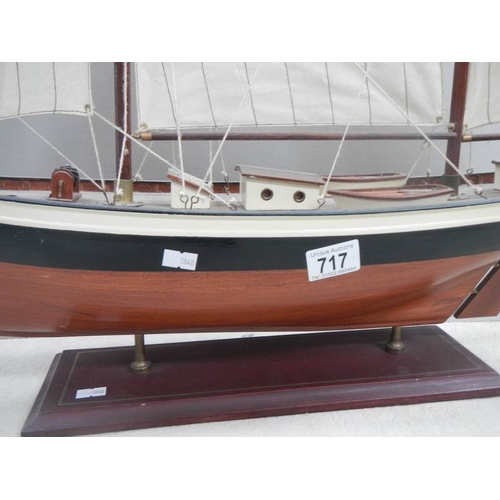 717 - A model sailing boat, 30'' long x 32'' high.