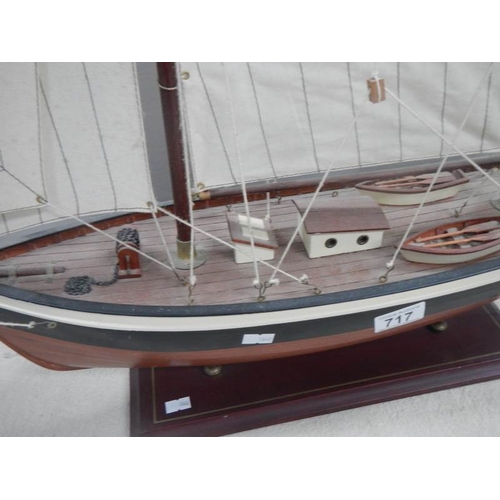 717 - A model sailing boat, 30'' long x 32'' high.