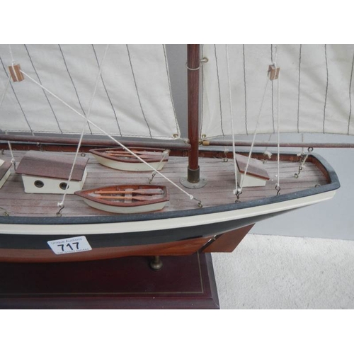 717 - A model sailing boat, 30'' long x 32'' high.