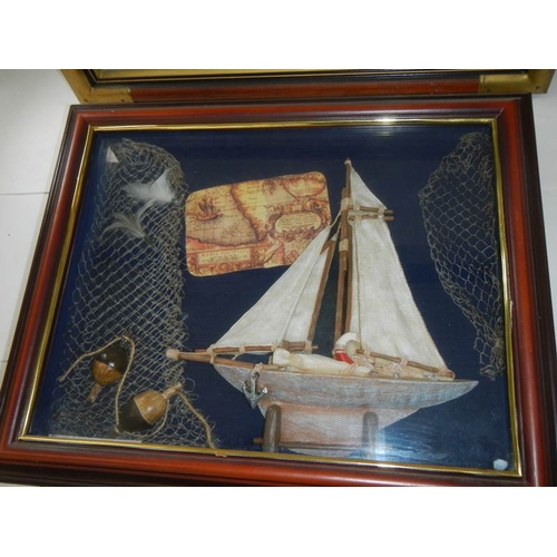 755 - 2 framed and glazed nautical related collages, 21'' x 12'' and 18'' x 15''.