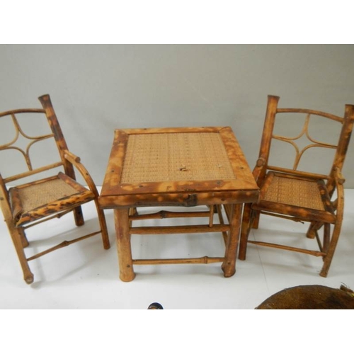 764 - A mixed lot of old bamboo and other traveller sample furniture, approximately 14 items.