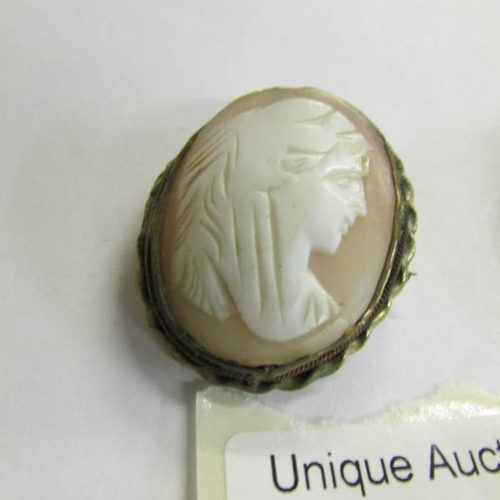 540C - 2 cameo brooches of female profiles.