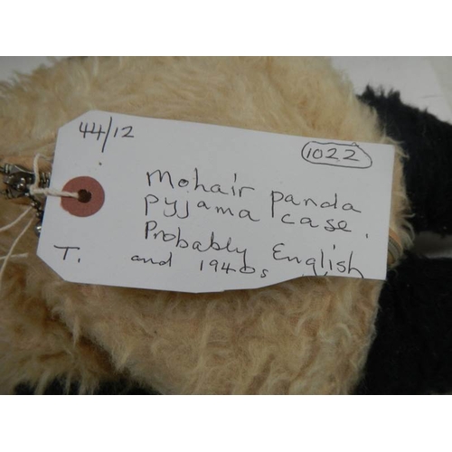 774 - A 1920's English panda and a nightdress case, well worn.