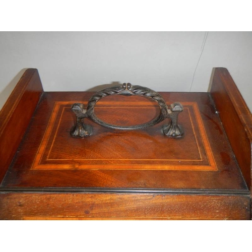 784 - An Edwardian inlaid coal box with shovel.