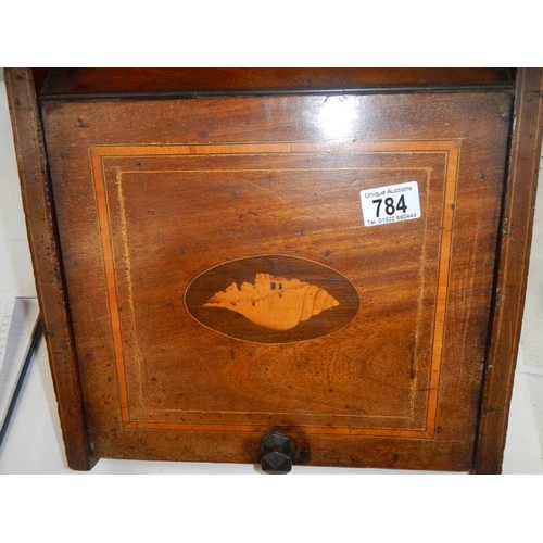 784 - An Edwardian inlaid coal box with shovel.