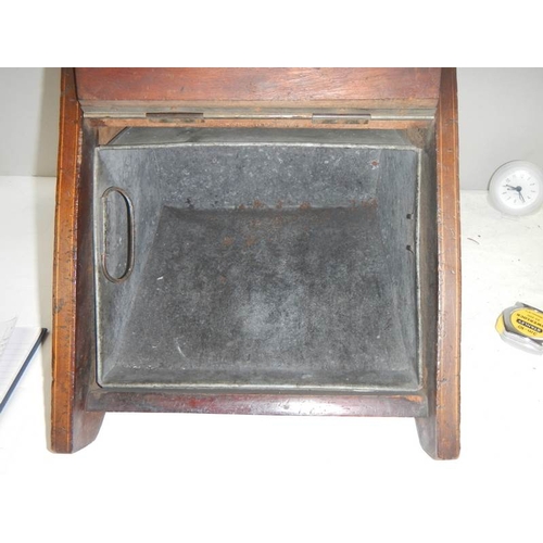 784 - An Edwardian inlaid coal box with shovel.