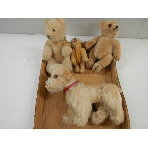 790 - 3 Teddy bears, 1 a/f and a dog.