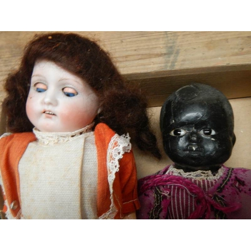 805 - 2 vintage dolls, complete but need attention.