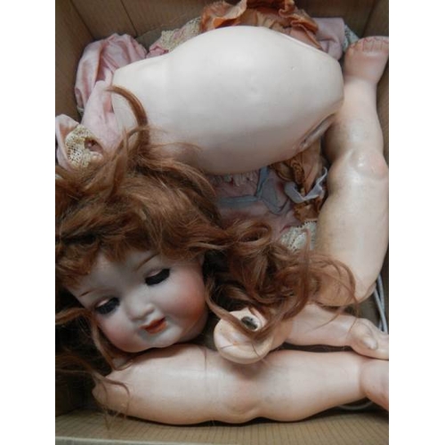 806 - A Victorian German porcelain headed doll (needs some restoration).