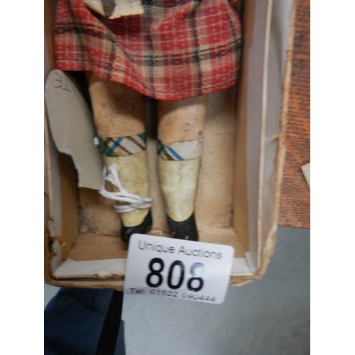 808 - A small early French doll, a/f.