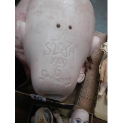 812 - 4 large Victorian dolls heads.