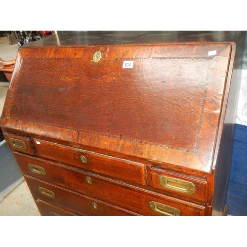 834 - A Georgian mahogany bureau.