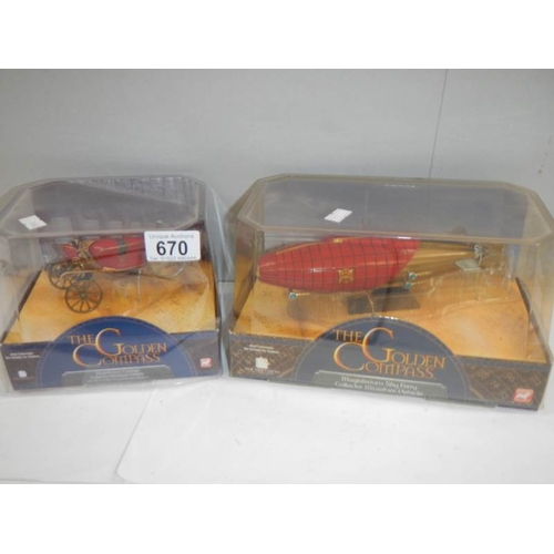 670 - 2 boxed Golden Compass models being Magisterium Carriage and Magisterium sky ferry.