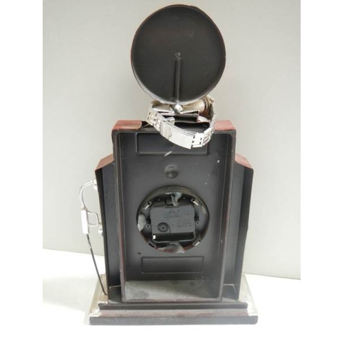 672 - A Historic West Route 66 clock in the shape of a petrol pump together with a Route 66 wrist watch (c... 