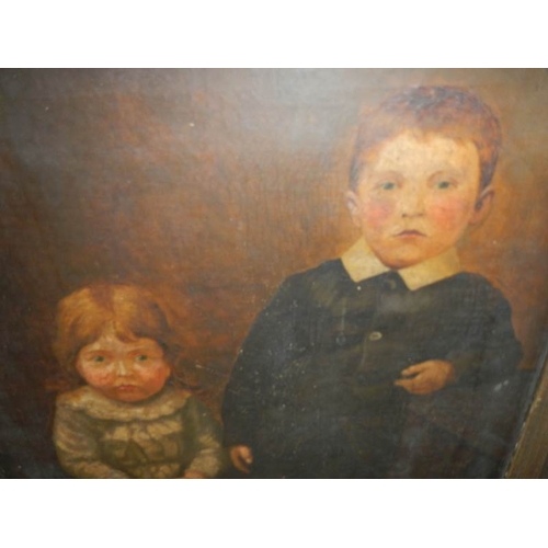 844 - An antique painting of children.