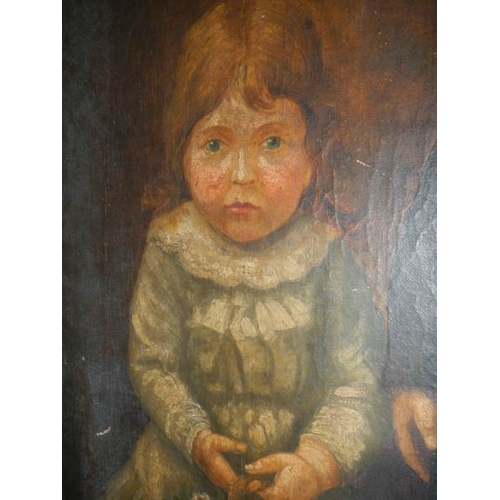 844 - An antique painting of children.