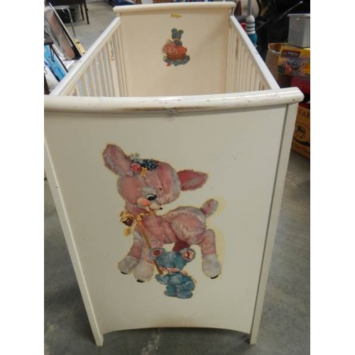 849 - An old painted babies cot.