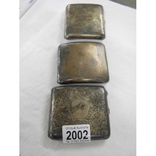 2002 - 3 hallmarked silver cigarette cases weight 324 grams