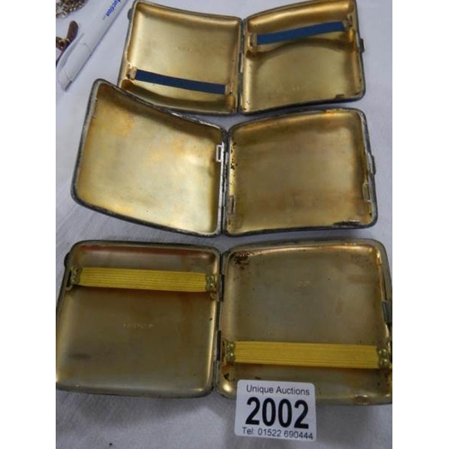 2002 - 3 hallmarked silver cigarette cases weight 324 grams