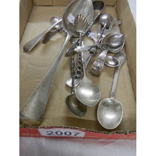 2007 - A mixed lot of silver spoons etc., approximately 220 grams.