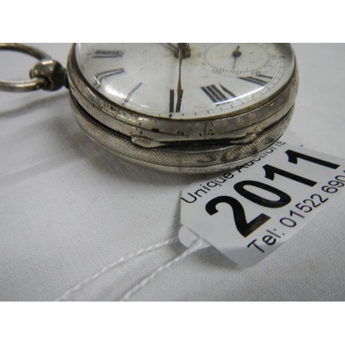 2011 - A silver verge pocket watch, George Fowler, Horncastle, in working order.