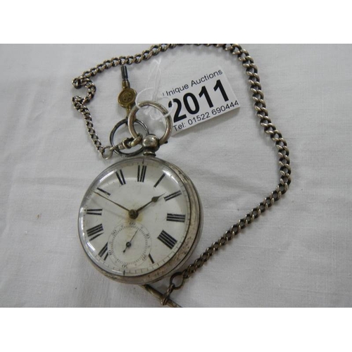 2011 - A silver verge pocket watch, George Fowler, Horncastle, in working order.