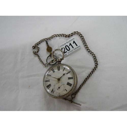 2011 - A silver verge pocket watch, George Fowler, Horncastle, in working order.