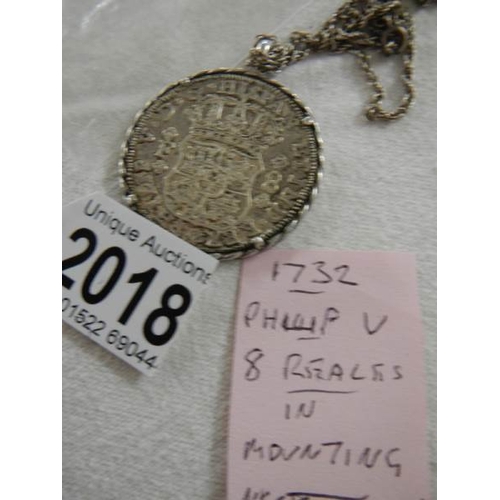 2018 - A 1732 Philip V 8 reals on chain.