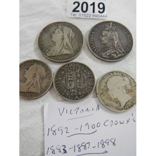 2019 - 1892-1900 crowns, 1883-1887, 1898 half crowns.