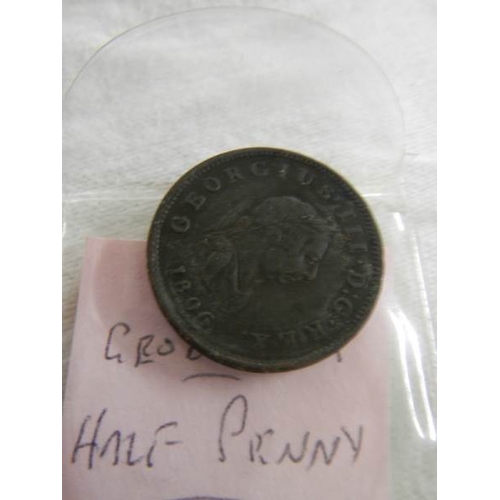 2020 - A 1797 cartwheel two pence and a George III halfpenny.