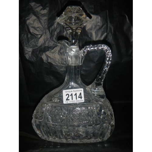 2114 - An unusual shaped Edinburgh crystal decanter and 6 Edinburgh crystal glasses.