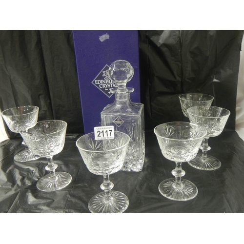 2117 - An Edinburgh crystal decanter and 6 glasses.