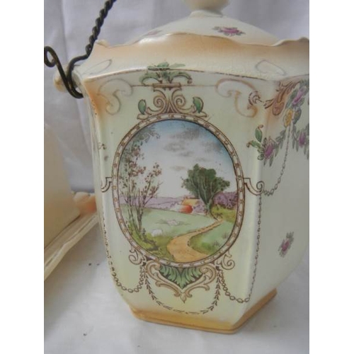 2122 - An old biscuit barrel and a cheese dish, in good condition.