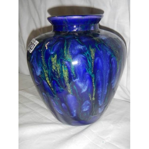 2123 - A good blue overglazed pot, 9.5'' tall.