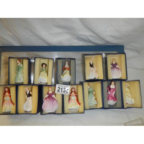 2133 - A set of 12 fine English bone china miniature figures, all signed.