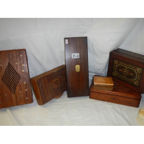 2140 - A collection of 6 boxes including mahogany.