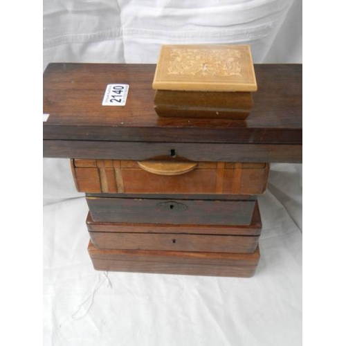 2140 - A collection of 6 boxes including mahogany.