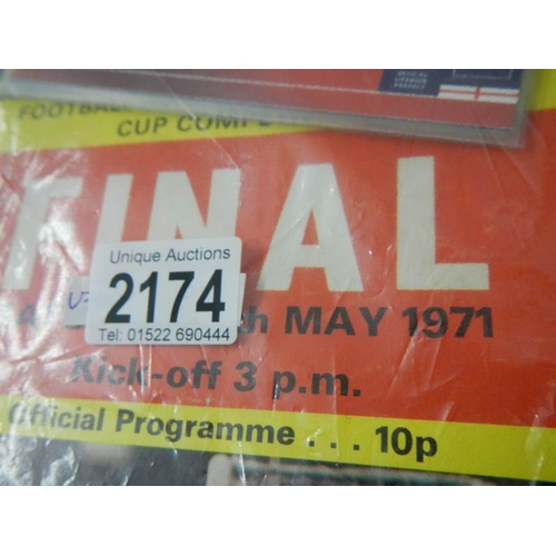 2174 - An Arsenal V Liverpool final 1971 football programme, England £5 coin etc.,